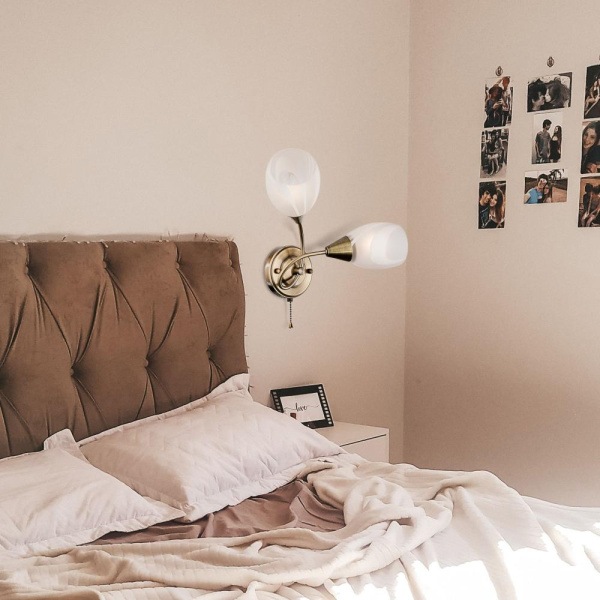 Настенный светильник со стеклянными плафонами 2275/2 античная бронза