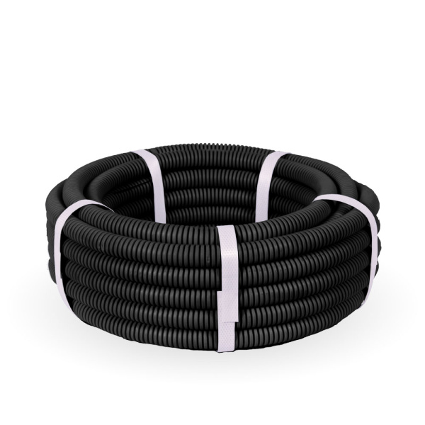 Труба гофрированная ПП безгалогенная (HF) разрезная черная dвн 10,7 мм, dнар 16 мм (10м/уп) Промрукав