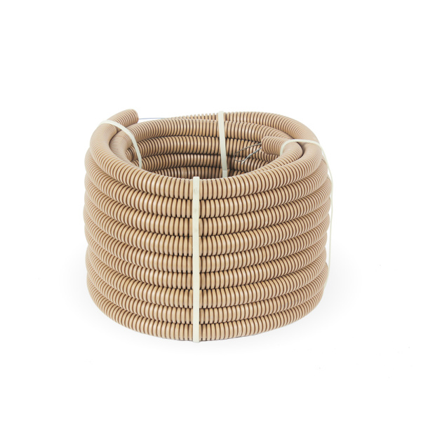 Труба гофрированная ПВХ легкая 350 Н сосна с/з d25 мм (10м/1200м уп/пал) Промрукав