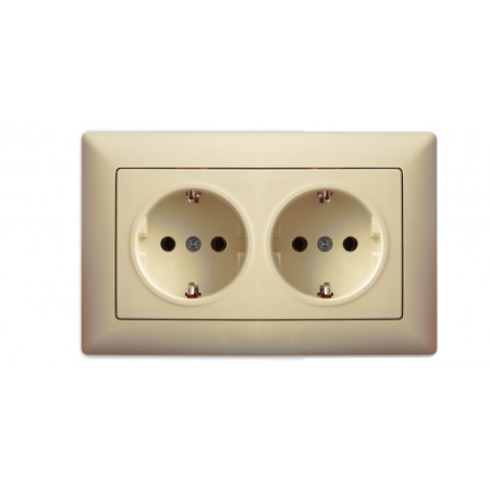 VS2812150 Розетка 2х с заземлением крем
