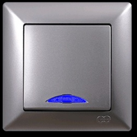 VS2815102 Выкл. 1-клав. с подсв. серебряный металлик