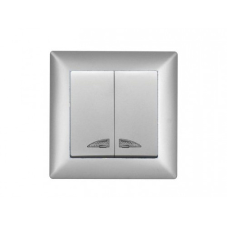 VS2815104 Выкл. 2-клав. с подсв. серебряный металлик