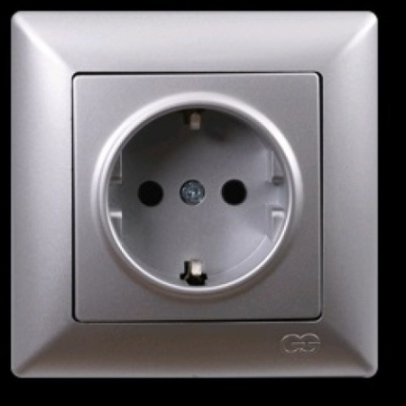 VS2815115 Розетка 1х с заземлением серебряный металлик