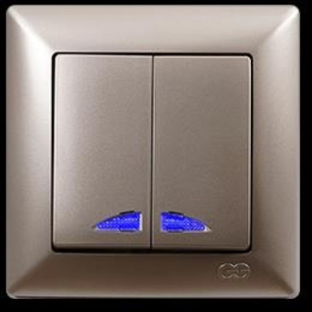 VS2825104 Выкл. 2-клав. с подсв. бежевый металлик