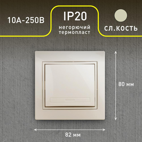 1-101-02 Intro Выключатель, 10А-250В, IP20, СУ, Plano, сл.кость (10/200/2400)