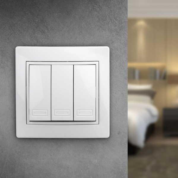 Выключатель Intro Plano 1-106-01 тройной, 10А-250В, IP20, СУ, белый