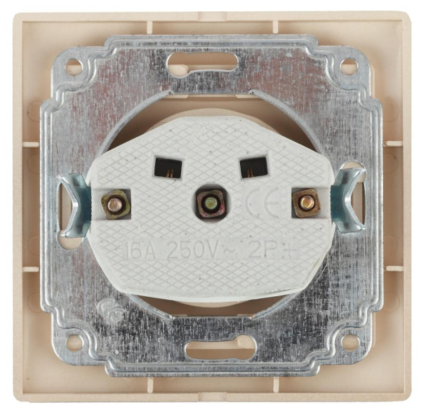 1-201-02 Intro Розетка 2P, 16А-250В, IP20, СУ, Plano, сл.кость (10/200/2400)