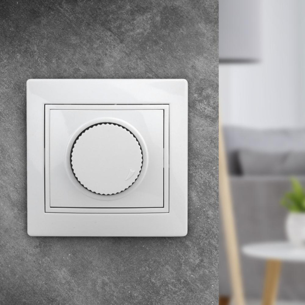 1-401-01 Intro Светорегулятор поворотный, 600Вт 230В, IP20, СУ, Plano, белый (10/200/2000)