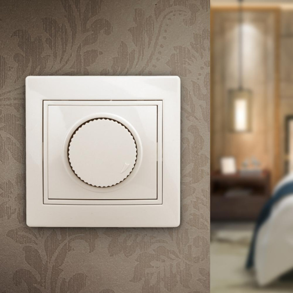 1-401-02 Intro Светорегулятор поворотный, 600Вт 230В, IP20, СУ, Plano, сл.кость (10/200/2000)