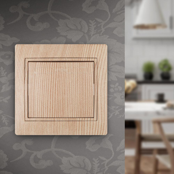 1-101-11 Intro Выключатель, 10А-250В, IP20, СУ, Plano, сосна (10/200/2400)