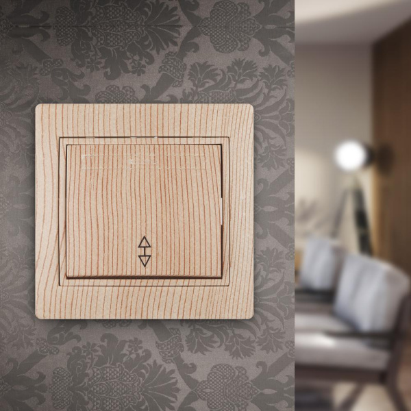 1-103-11 Intro Переключатель, 10А-250В, IP20, СУ, Plano, сосна (10/200/2400)