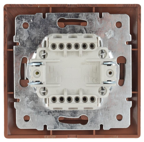 1-105-10 Intro Выключатель двойной с подсветкой, 10А-250В, IP20, СУ, Plano, венге (10/200/2400)