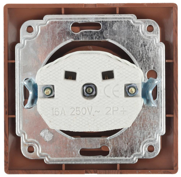 1-201-10 Intro Розетка 2P, 16А-250В, IP20, СУ, Plano, венге (10/200/2400)