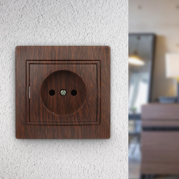 1-201-10 Intro Розетка 2P, 16А-250В, IP20, СУ, Plano, венге (10/200/2400)