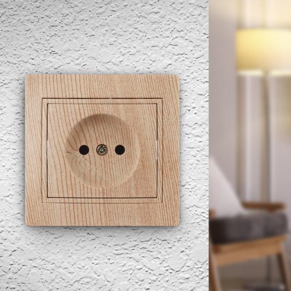 1-201-11 Intro Розетка 2P, 16А-250В, IP20, СУ, Plano, сосна (10/200/2400)