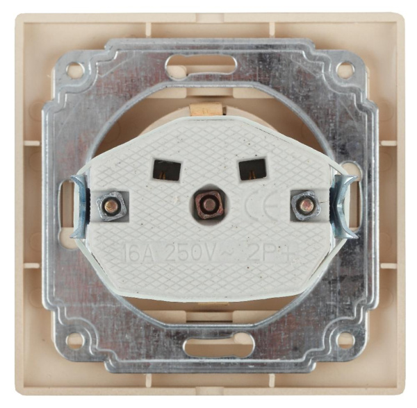 1-203-11 Intro Розетка 2P+E Schuko с крышкой, 16А-250В, IP20, СУ, Plano, сосна (10/100/2500)