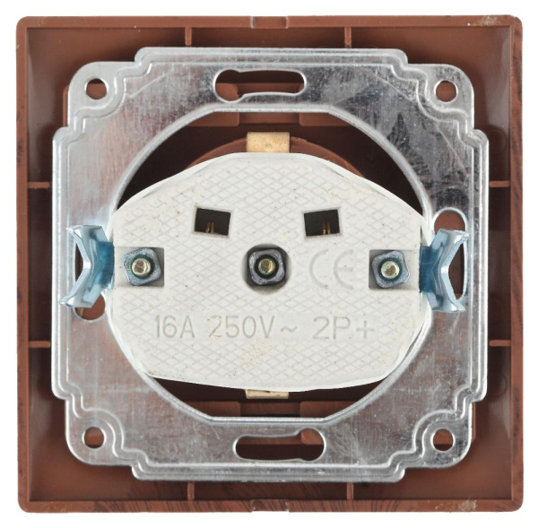 1-206-10 Intro Розетка 2P+E Schuko со шторками, 16А-250В, IP20, СУ, Plano, венге (10/200/2000)