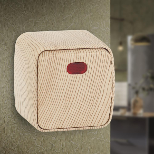 3-102-11 Intro Выключатель с подсветкой, 10А-250В, IP20, ОУ, Polo, сосна (18/360/4320)