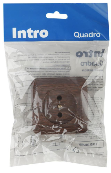 2-201-10 Intro Розетка 2P, 16А-250В, IP20, ОУ, Quadro, венге (10/200/3600)
