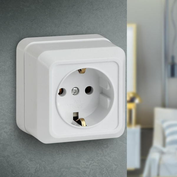 2Э-202-01 Intro Розетка 2P+E Schuko, 16А-250В, ОУ, б.м.п., Quadro, белый (10/200/3000)