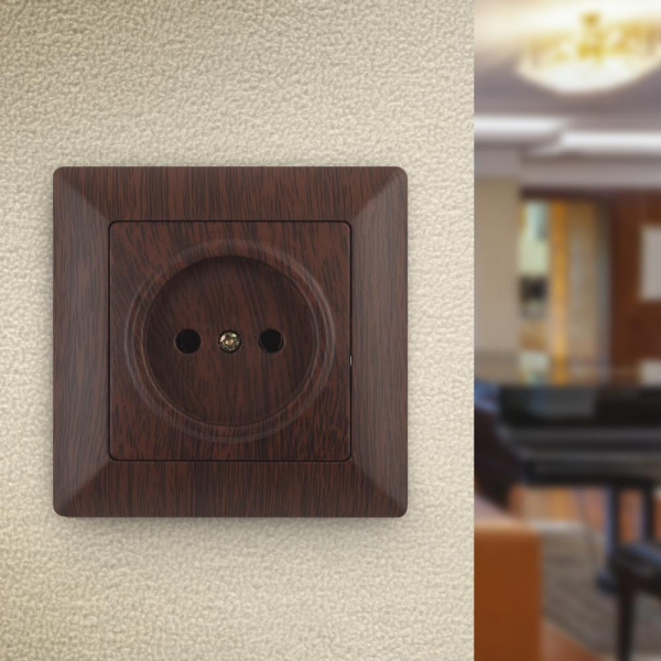 4-201-10 Intro Розетка 2P, 16А-250В, СУ, Solo, венге (10/200/2400)