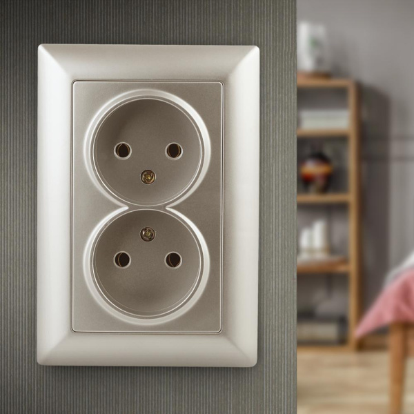 4-204-04 Intro Розетка 2х2P, 16А-250В, СУ, Solo, шампань (10/100/1200)