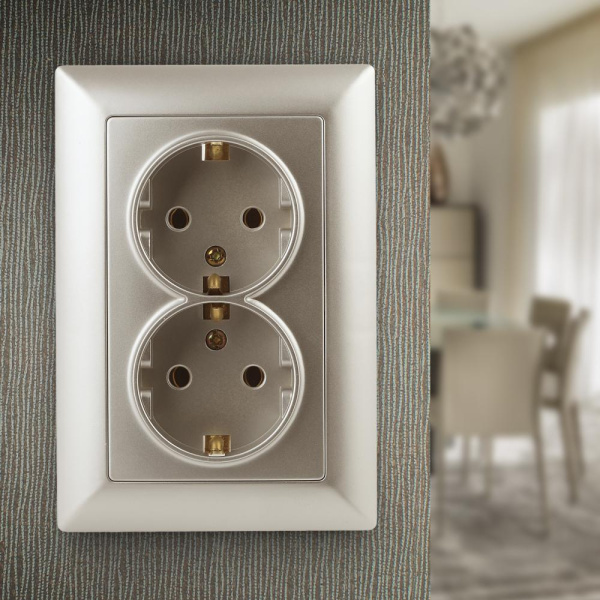 4-205-04 Intro Розетка 2X2P+E Schuko, 16А-250В, СУ, Solo, шампань (10/100/800)