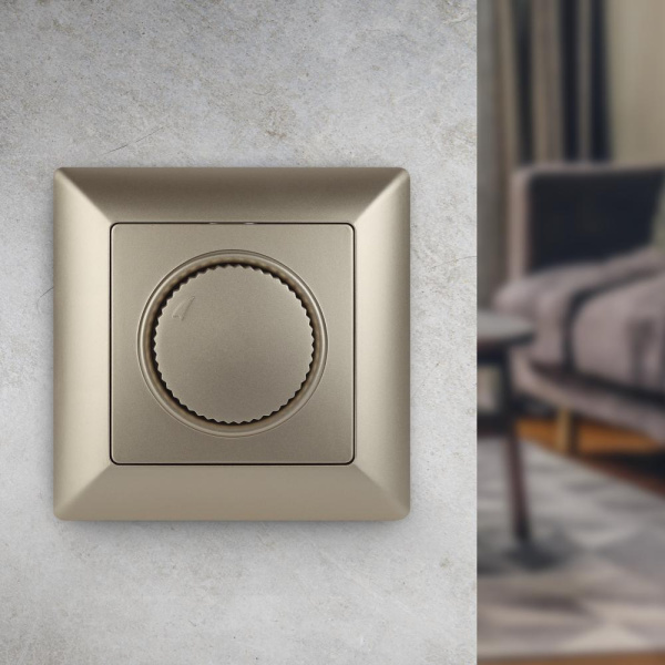 4-401-04 Intro Светорегулятор поворотный, 600Вт 230В, СУ, Solo, шампань (10/100/2500)