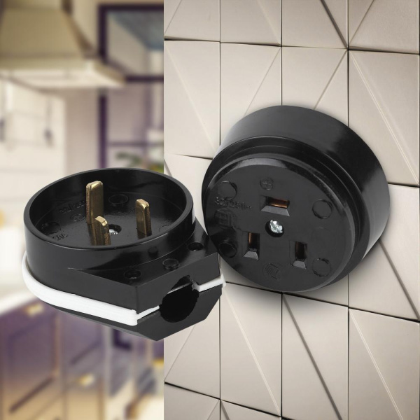 9-802-06 Intro Соединитель электрический 2P+E  (СЭ.РВШ32-001), 32А-250В, ОУ, карболит (6/36/1080)