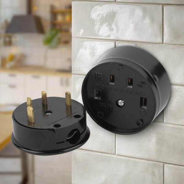 9-803-06 Intro Соединитель электрический 3P+N (СЭ 30-В-А-25/380), 25А-380В, ОУ, карболит (6/36/1080)