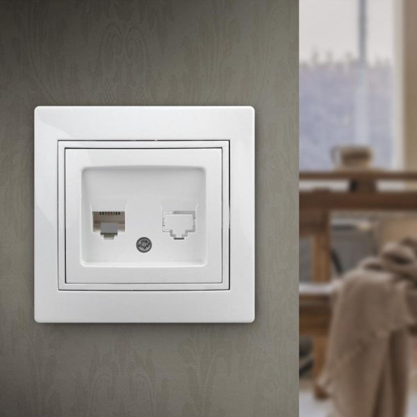 Розетка Intro Plano 1-303-01 информационная RJ45, IP20, СУ, белый