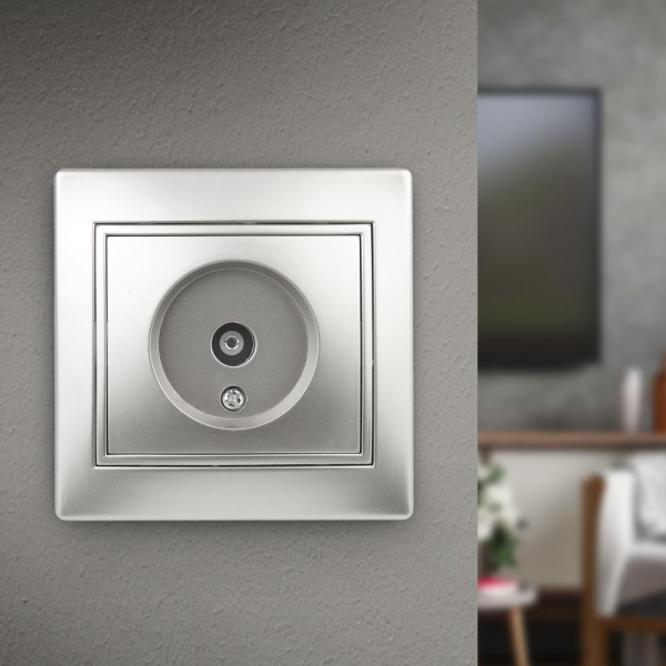 Розетка Intro Plano 1-301-03 TV одиночная, IP20, СУ, алюминий