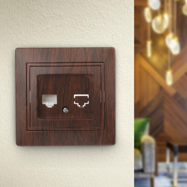 Розетка Intro Plano 1-303-10 информационная RJ45, IP20, СУ, венге