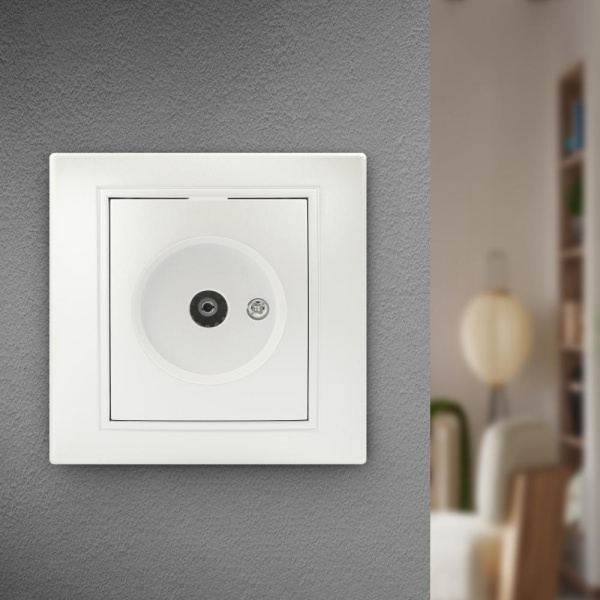 Розетка Intro Plano 1-301-06 TV одиночная, IP20, СУ, перламутр