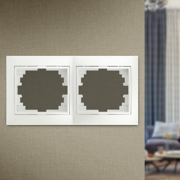 Рамка для розеток и выключателей Intro Plano 1-502-06 на 2 поста горизонтальная, СУ, перламутр