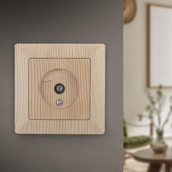 Розетка Intro Solo 4-301-11 TV одиночная, СУ, сосна