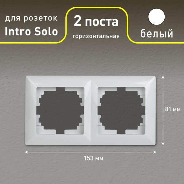 Рамка для розеток и выключателей Intro Solo 4-502-01 на 2 поста, СУ, белый