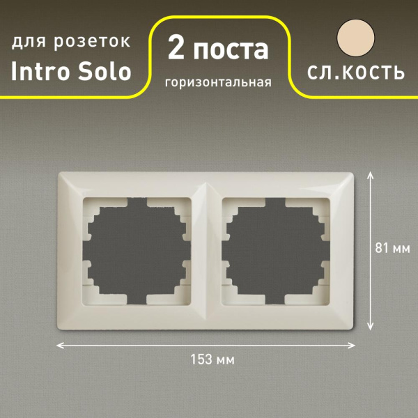 Рамка для розеток и выключателей Intro Solo 4-502-02 на 2 поста, СУ, слоновая кость