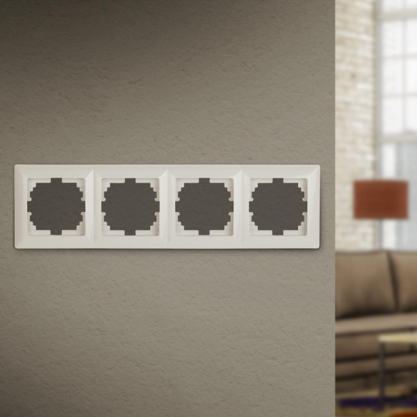 Рамка для розеток и выключателей Intro Solo 4-504-02 на 4 поста, СУ, Solo, слоновая кость