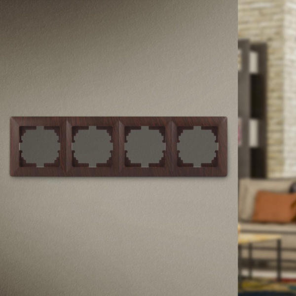 Рамка для розеток и выключателей Intro Solo 4-504-10 на 4 поста, СУ, венге