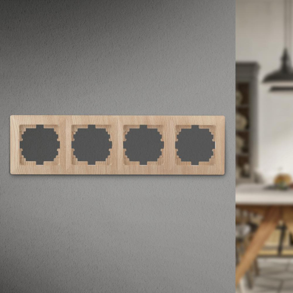 Рамка для розеток и выключателей Intro Solo 4-504-11 на 4 поста, СУ, сосна