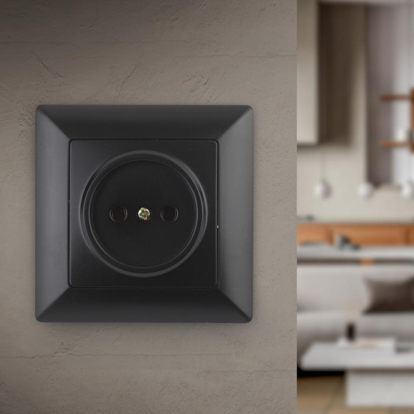 Розетка Intro Solo 4-201-05 без заземления 2P, 16А-250В, IP20, СУ, антрацит