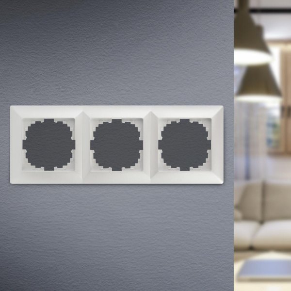 Рамка для розеток и выключателей Intro Solo 4-503-06 на 3 поста, СУ, перламутр