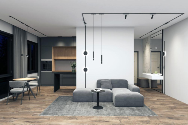 DK5317-BK Светильник для трека Air, серия Hang 3000 со светодиодом, ?90*86mm, 48V DC, 4W, RA?95, 120°, 3000K, IP20, черный, алюминий, стекло, акрил