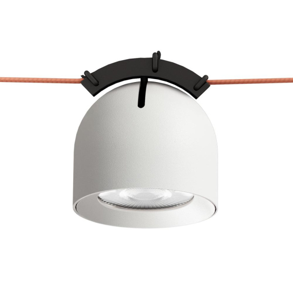 DK5540-WH+BK Поворотный светильник для трека-ремня Belty, серия Spot, со светодиодом, D100*H107мм, 48V DC, 12W, RA90, 38°, 4000K, IP20, белый с черным, алюминий