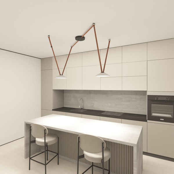 DK5564-WH+BK Cветильник для трека-ремня Belty, серия Flow, со светодиодом, D300*H71мм, 48V DC, 12W, RA90, 120°, 4000K, IP20, белый с черным, алюминий