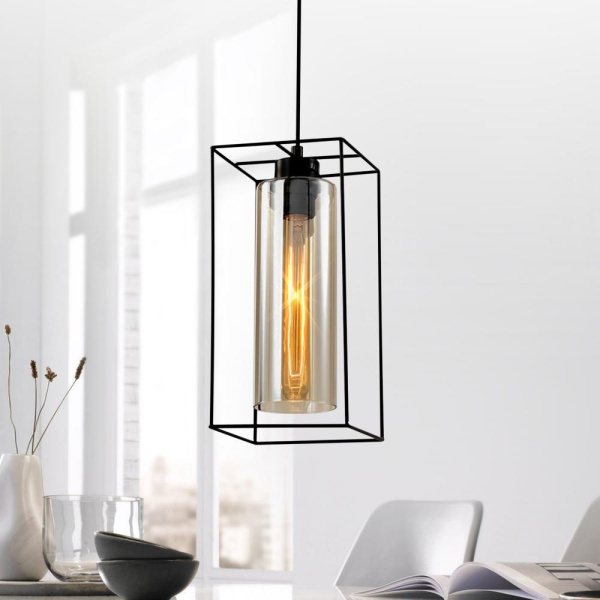 Светильник подвесной (подвес) Rivoli Luna 5148-201 1 х Е27 40 Вт черный лофт - кантри потолочный