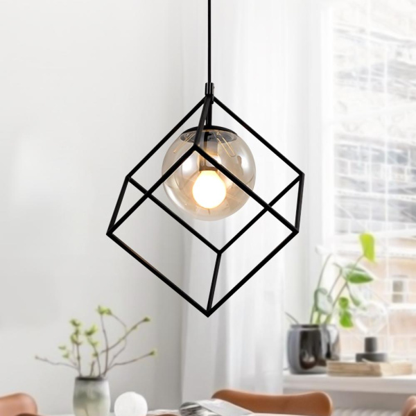 Светильник подвесной (подвес) Rivoli Moon 5145-201 1 х Е14 40 Вт черный лофт - кантри потолочный