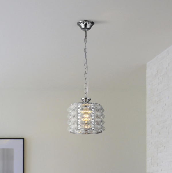 Светильник подвесной (подвес) Rivoli Liane 2041-201 потолочный 1 х Е27 40 Вт хром хрусталь классика