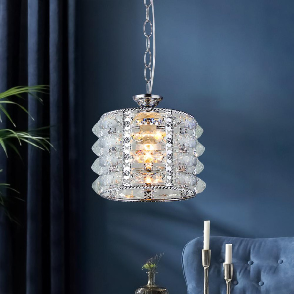 Светильник подвесной (подвес) Rivoli Liane 2041-201 потолочный 1 х Е27 40 Вт хром хрусталь классика